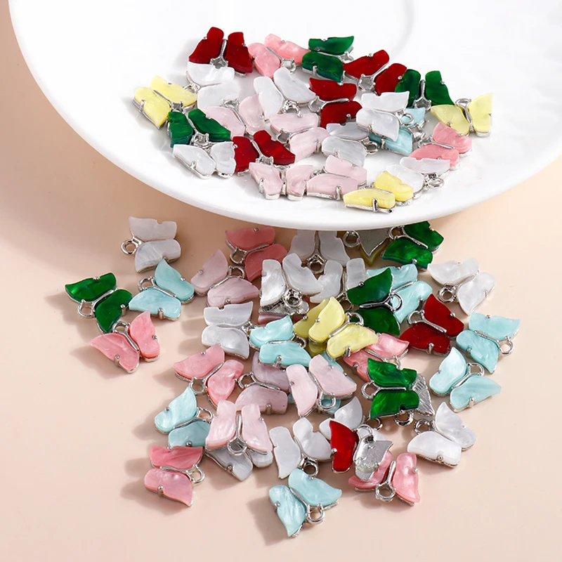 Leslie 10 stücke 12x10mm harz tier schmetterling charms für ohrringe diy handgemachte schmuck zubehör – Detail 2