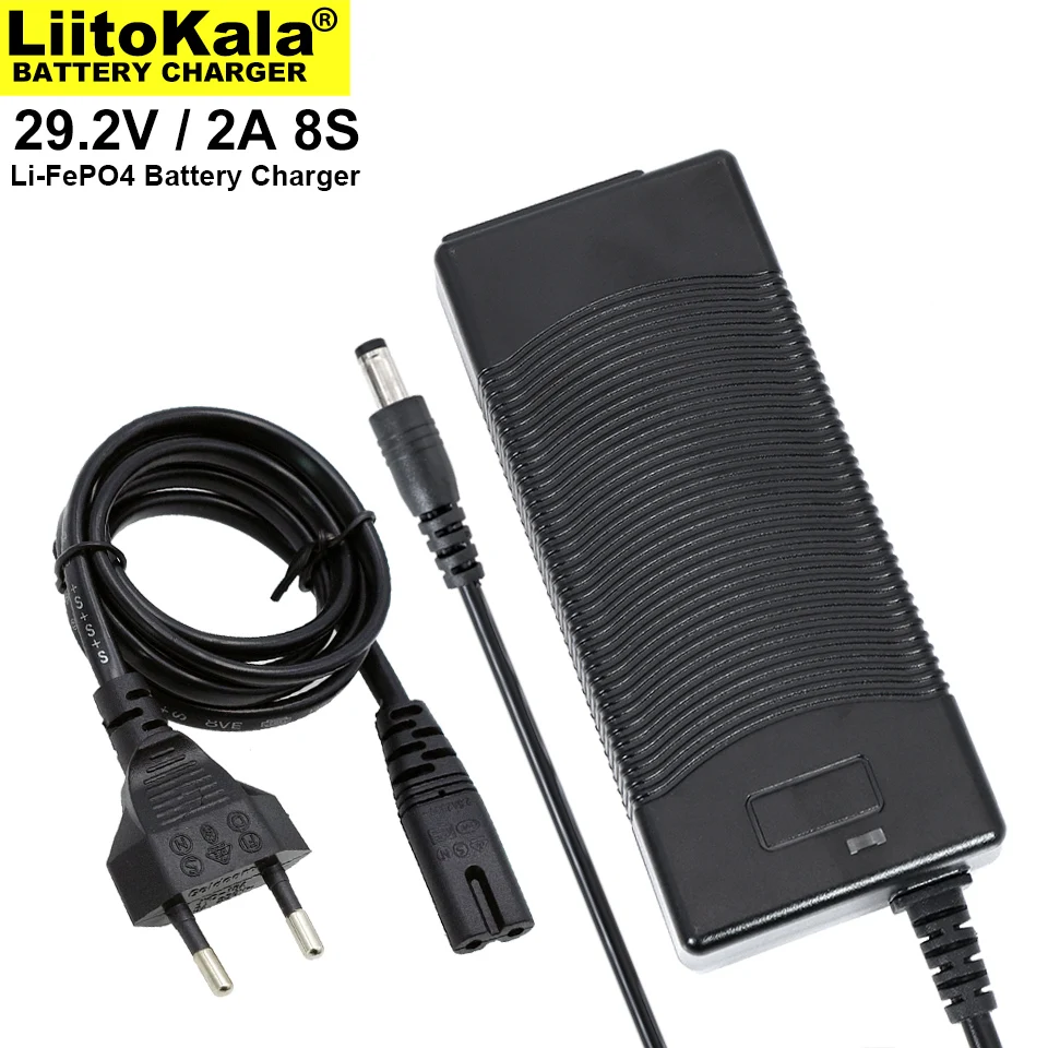 29.2V 2A 8 Series 3.2V LiFePO4แบตเตอรี่ Lithium Iron ฟอสเฟต Charger ชาร์จ Current 2000MAh DC 5.5*2.1มม.