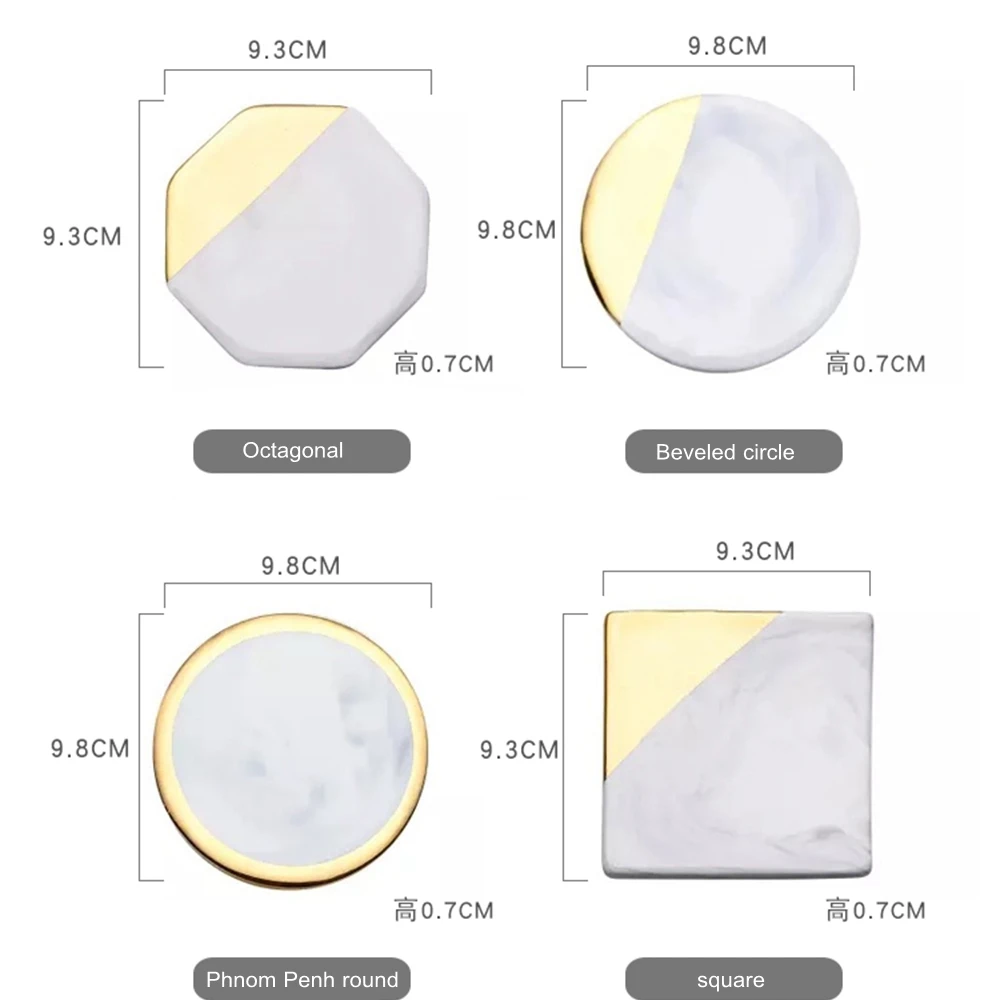 Creative Ceramic Coaster Emulation Marble Coffee Cup Mat Desktop Table Decoration Drink Coasters For Glass Placema Kitchen Tool