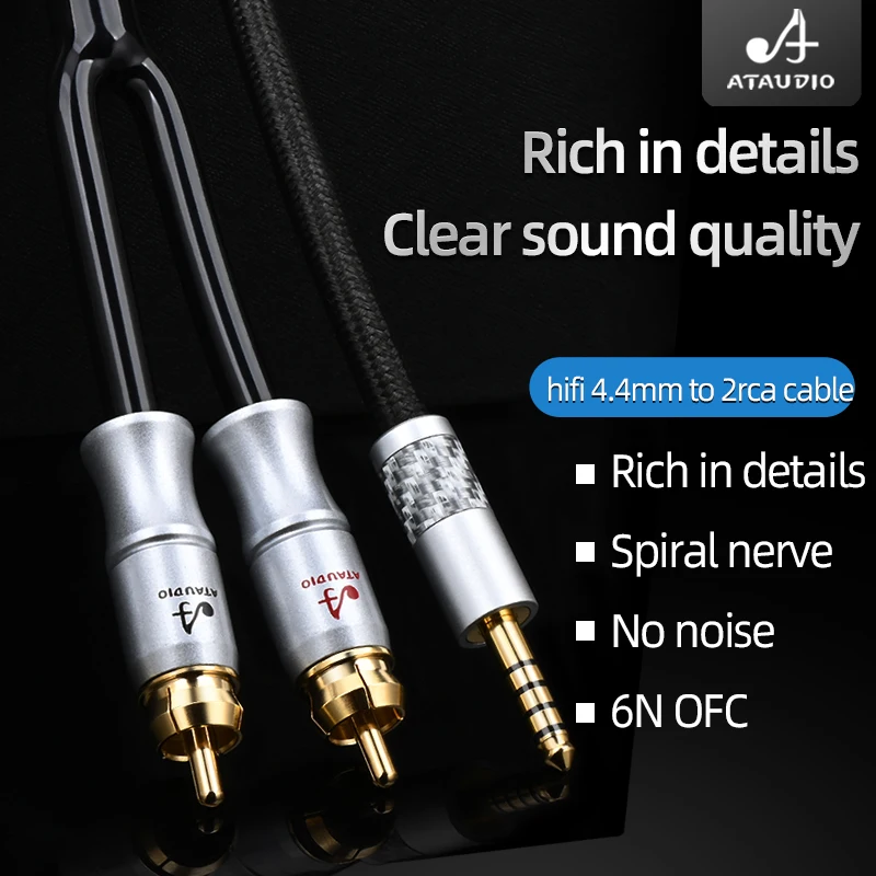 

HIFI 6N OFC 4.4 mm to 2rca audio cable HiFi Phone Computer to Amplifier Audio Cable 4.4 to Double rca cable