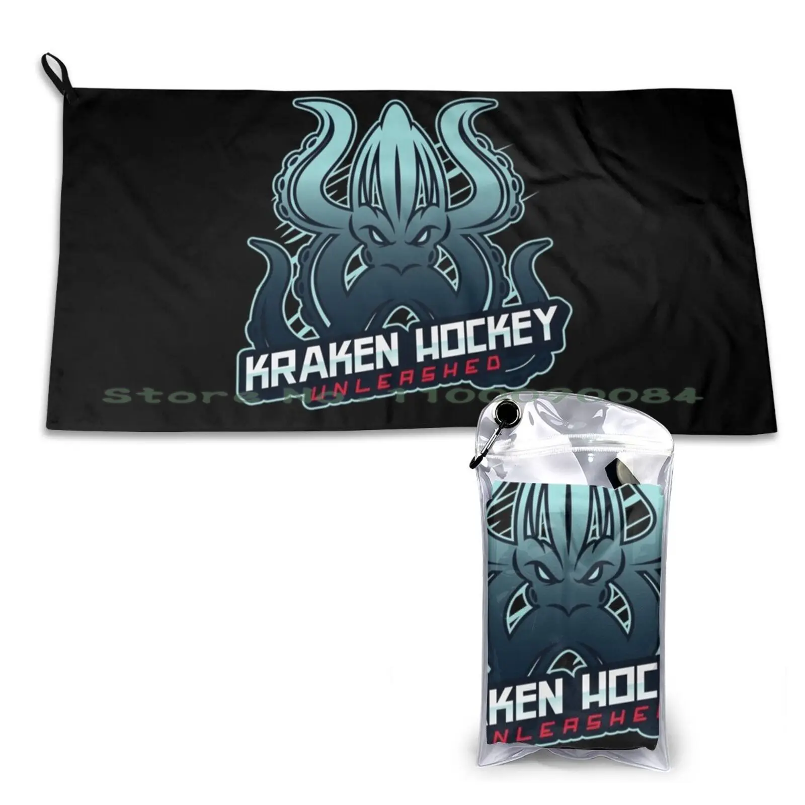 Kraken Hockey Unleashed Logo Quick Dry Towel Gym Sports Bath Portable Poggers Stuff Poggers Long Sleeve Poggers Sale Poggers