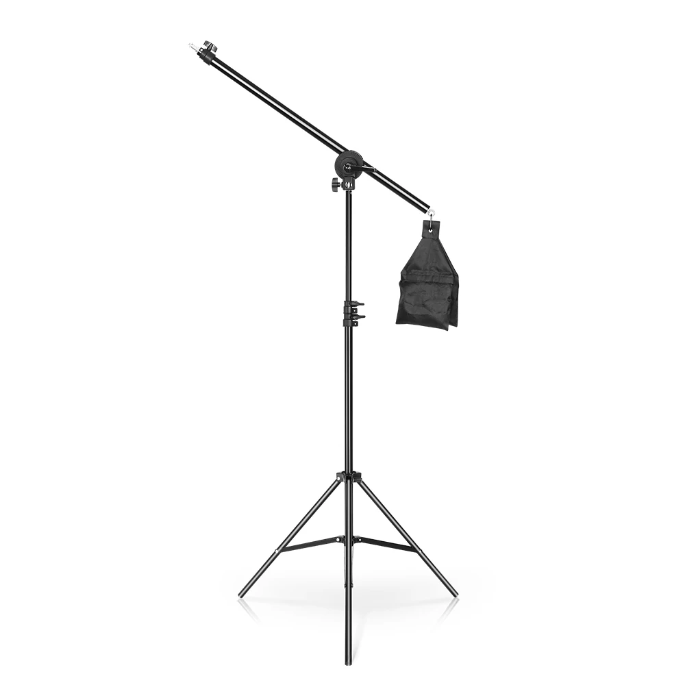 Boom Arm C-Tripod for Softbox Light Stand Photo Studio 2M with 1.4M Flexible Sandbag Supporting Lighting Photography Phone Flash