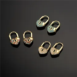 Fashion Bohemian Design Heart Lock Hoop Earrings For Women Gold Color Female Party Jewelry Femme Brinco