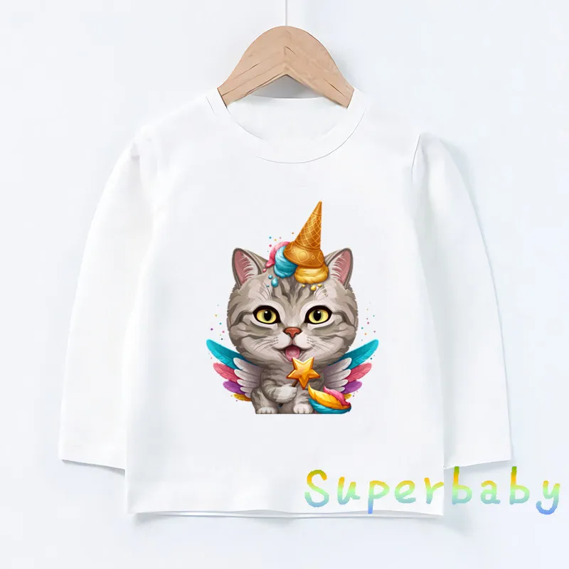 

Cat Dog Panda Ice Cream Unicorn Funny Kids T-Shirts Pug Corgi Bulldog Girls Boys Clothes Baby Long Sleeve T shirt Children Tops