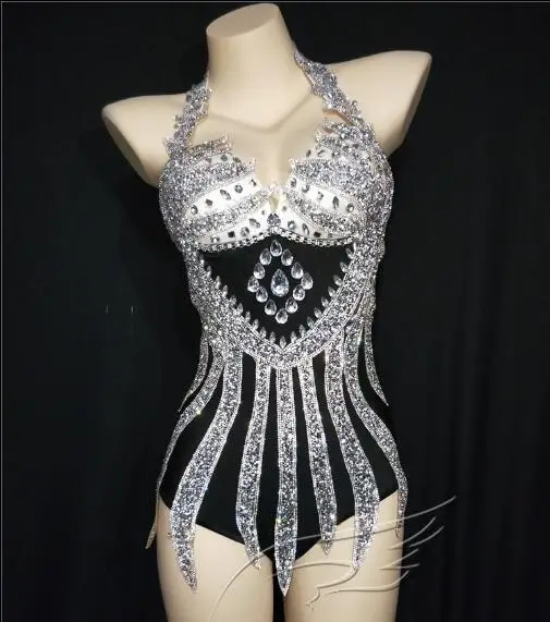 

Singer Stage Costume Rhinestone Women Jumpsuit Sexy Night club DJ Shiny Octopus