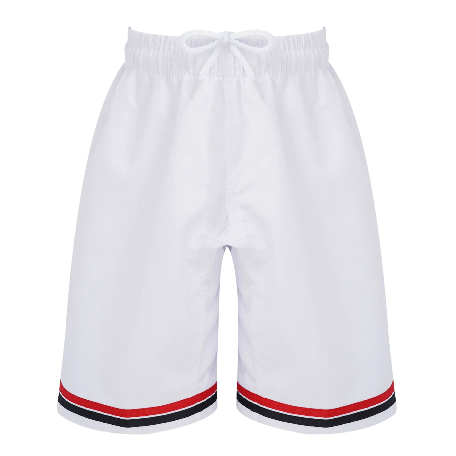 White Kids Girls and Boys Pure Color Elastic Waistband Drawstring Sport Shorts for Taekwondo Workout Training Casual Home Wear