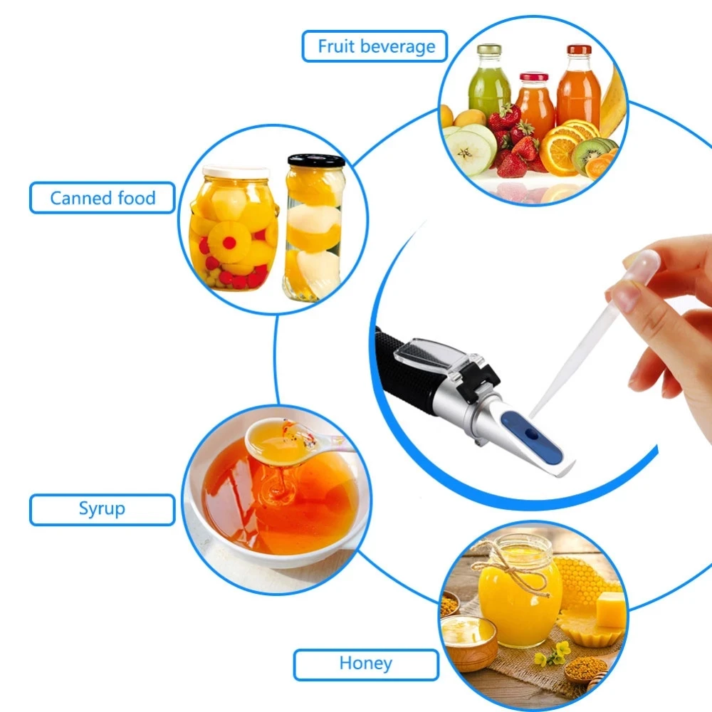 Brix Refractometer 28-62% Hand-held Honey Automatic Monitoring Refractometer Sugar Meter Honey Moisturizing 28-62% Ratio Range