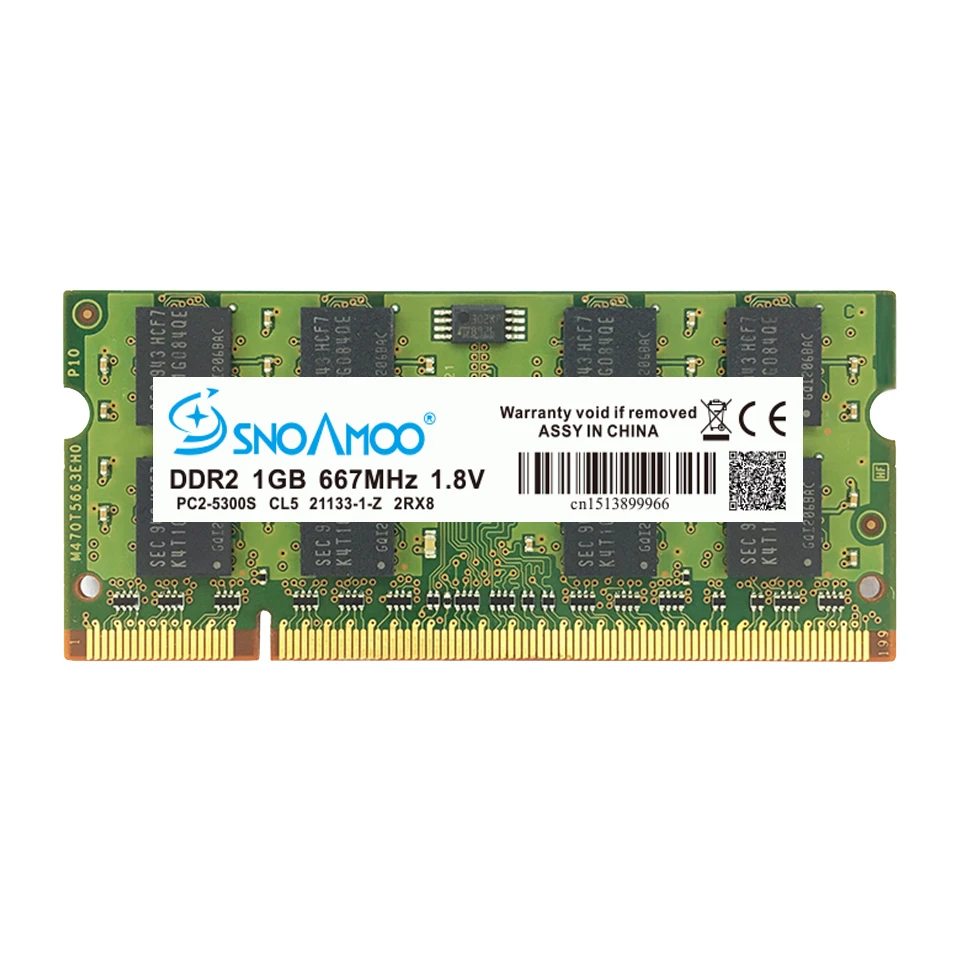 SNOAMOO DDR2 1GB 2GB 667MHz Laptop RAMs  PC2-5300S 800MHz PC2-6400S 200Pin CL5 CL6 1.8V 2Rx8 SO-DIMM Computer Memory Warranty