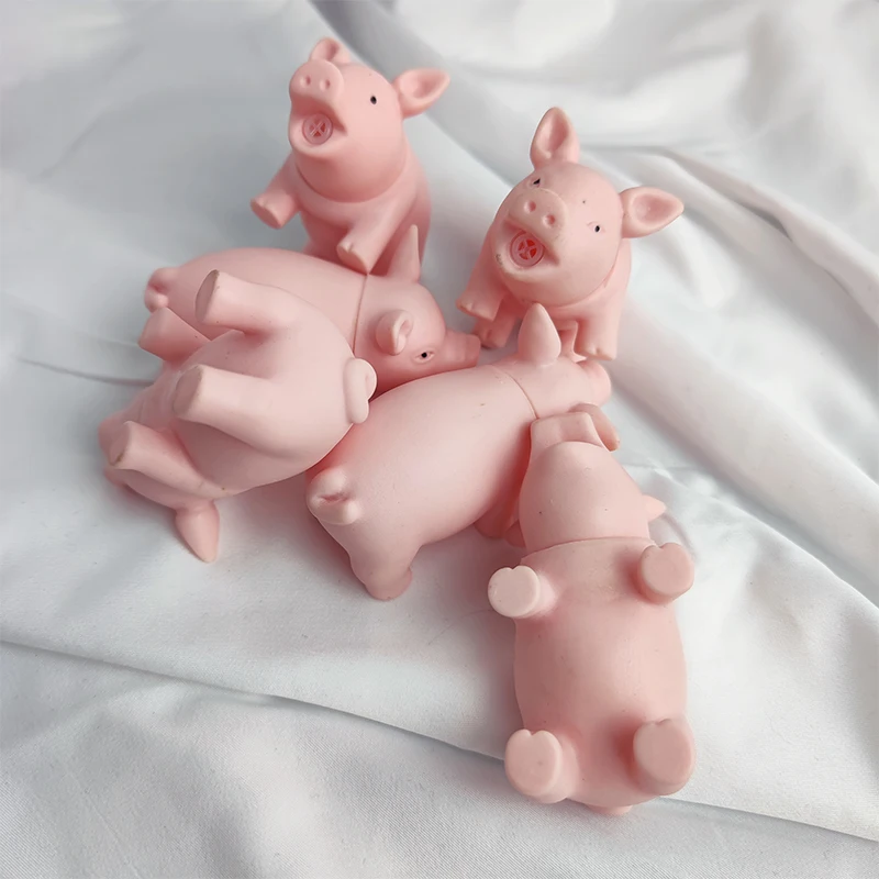 1pc Chew Squeaker Squeaky Play Sound Pig Shriek Simulate Interactive Simulation Model Pig Dog Cat Rubber Pig Toy Accessories