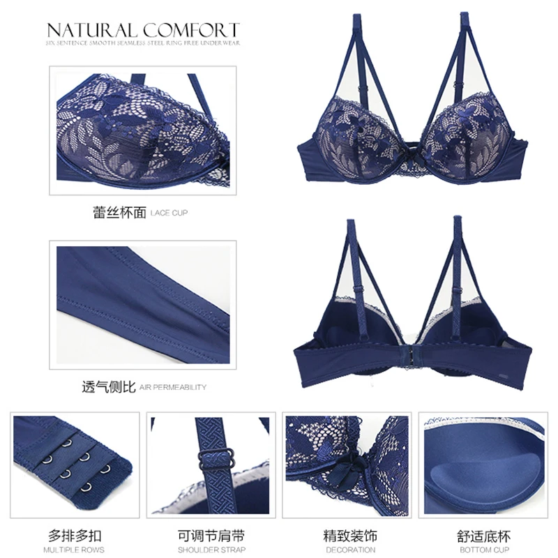 DaiNaFang Sexy BCDE Cup Bra Brief Sets Luxury Lace Push Up Underwear For Womens Fashion Intimates Girls Female Lingerie