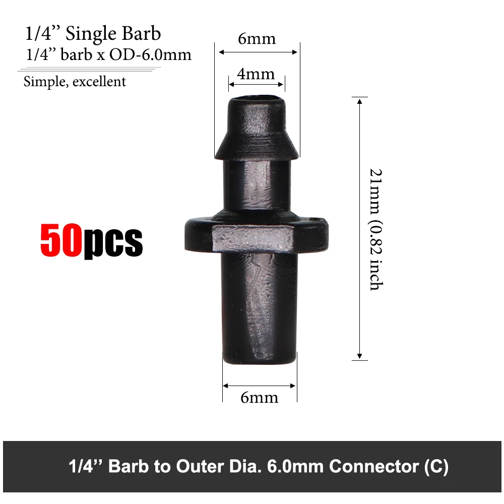 MUCIAKIE Garden Water Connector for 1/4\'\' 1/8\'\' Tubing Hose Accessories Joint Adapter Barbed Tees Cross Eng Plug Equal Adaptors