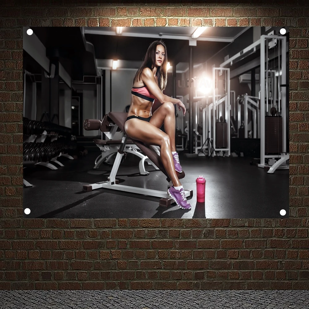 

Retro Decoration Banners Wall Hanging Sports Training Ground Fitness Inspirational Poster Workout Wall Art Tapestry Print Art