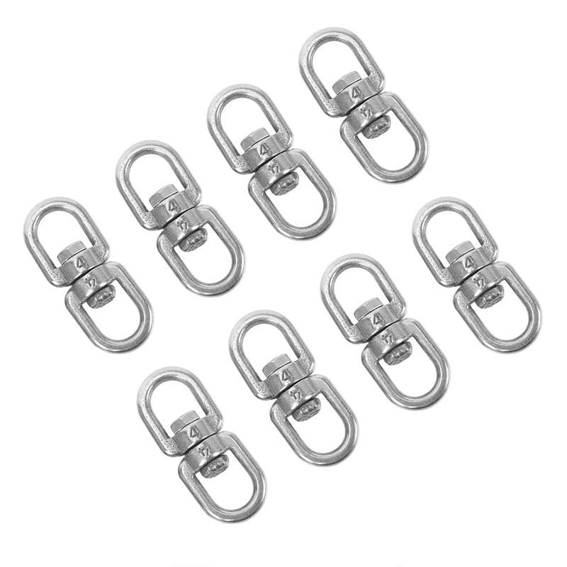 8PCS Stainless Steel Hanging Basket Spinners Plant Hanger Swivel Hook Swivel Clip for Dog Lead, Flower Pot Basket (M4)
