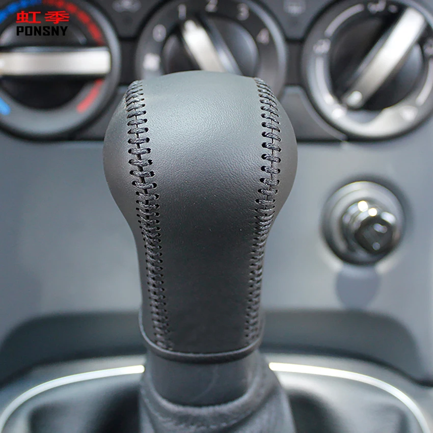PONSNY Gear Covers for Nissan Qashqai 5MT Manual Shift Cover Hand-stitched Genuine Leather Gear Shift Knob Cover