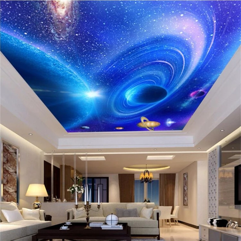 

wellyu Custom three-dimensional photo wallpaper 3d обои planet orbit ceiling murals living room hotel wallpaper papel de parede