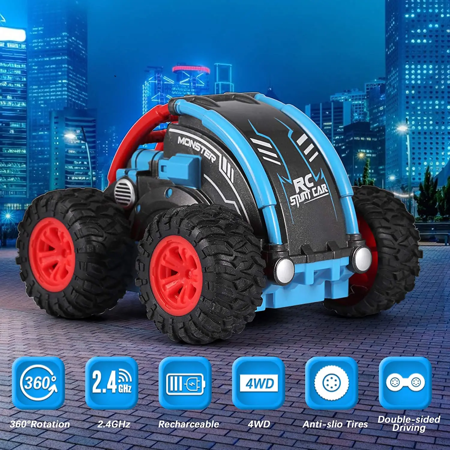 

Remote Control Car RC Stunt Car 2.4 Ghz High Speed Toys Truck All Terrain Waterproof RC Truck Car with Rechargeable Batteries