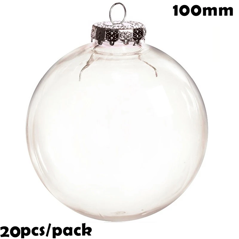 

20 Pieces x DIY Paintable/Shatterproof Clear Christmas Decoration Ornament 100mm Plastic Bauble/Ball