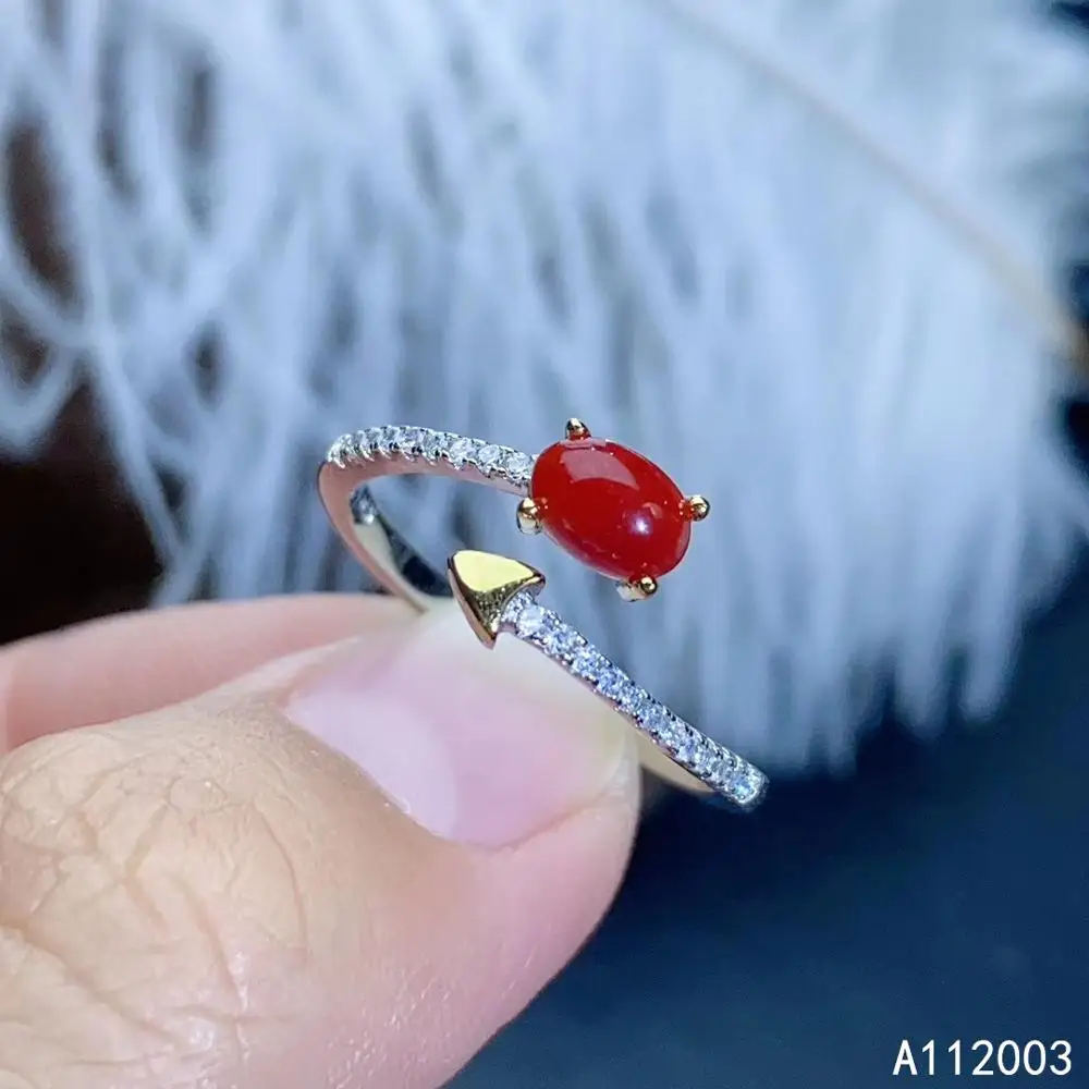 

KJJEAXCMY Fine Jewelry 925 Sterling Silver Inlaid Natural Red Coral New Female Ring Marry Got Engaged Party Birthday Gift