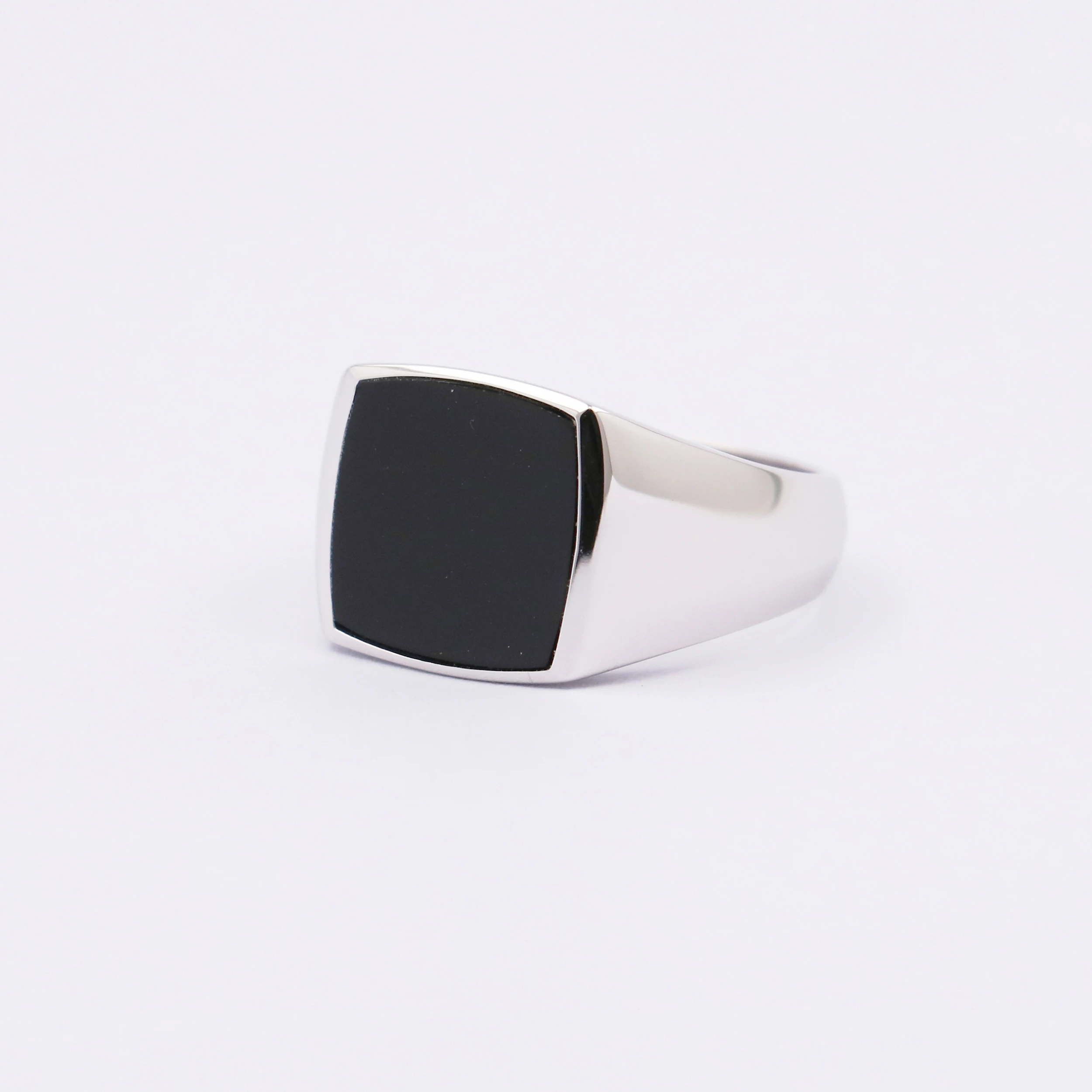 Unique Square Onyx Signet Silver Rings For Men