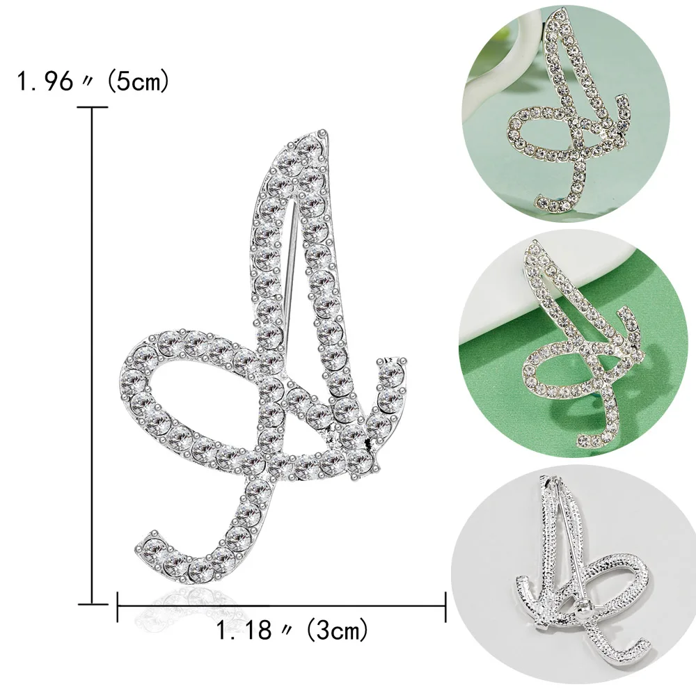 Rinhoo 1PC A-Z 26 Initial Letters Rhinestone Brooch Women Fashion Ornament For Clothes Bag Charm Accessories