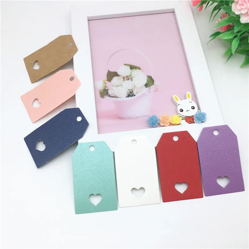 100 pcs color wedding party message card with hollow 5x3cm hanging card, baggage tag, gift decoration card