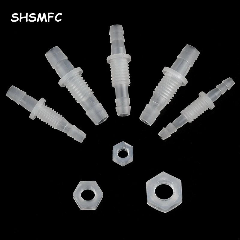 3~200Pcs 3~8mm To M6~M10 Thread Hex Nut PP Pagoda Direct Connectors Aquarium Tank Air Pump Adapter Irrigation System Hose Joints