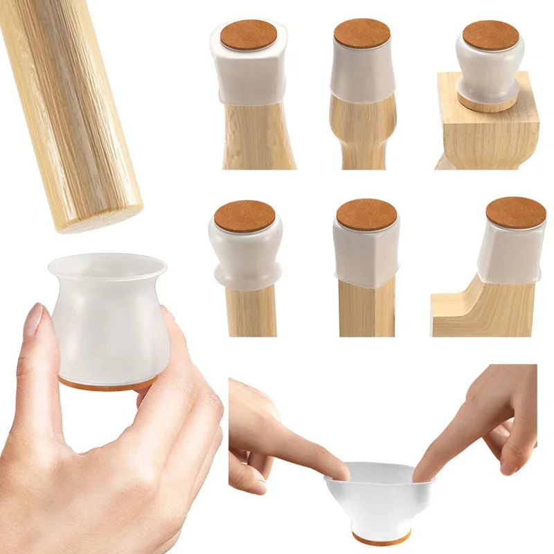 4/8pcs tappi per sedie in Silicone piedini per tavolo per fondo tondo coprimobili antiscivolo calzini protezioni per pavimenti Pad antiscivolo