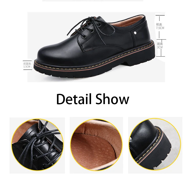 En kaliteli siyah Lolita ayakkabı daireler bayan Oxford kürk loafer\'lar kadın deri Mary Jane ayakkabı genç kızlar okul ayakkabısı büyük boy 43