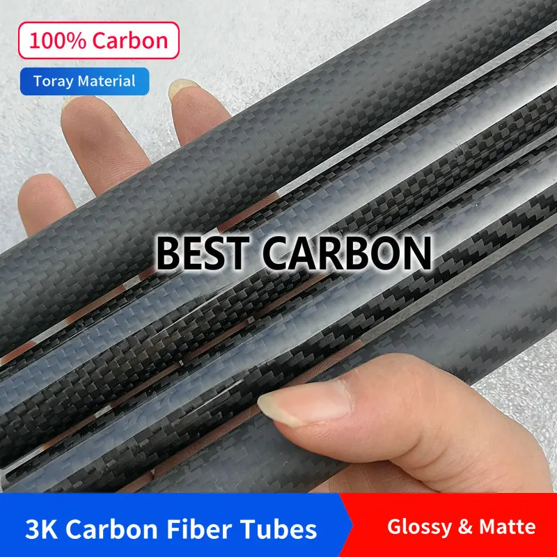 Free shiping 21 22 23 24 25 26 27 28 29mm with 500mm length High Quality Plain glossy 3K Carbon Fiber Fabric Wound Tube