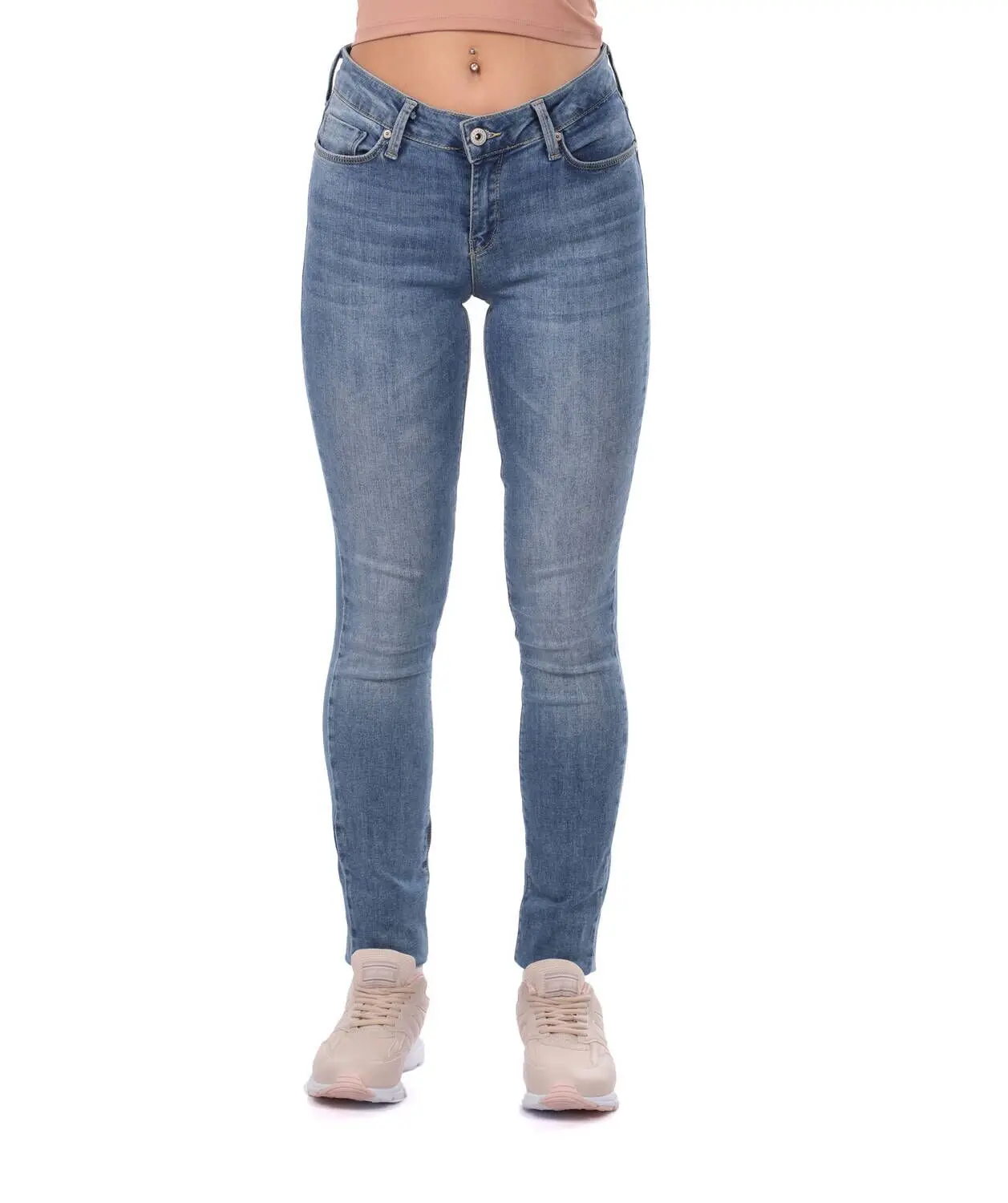 Blue White Women Jean Pants