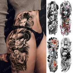 Large Arm Sleeve Tattoo Japanese Geisha Samurai Waterproof Temporary Tatto Sticker Gun Leg Chastity  Body Art Fake Tatoo Women