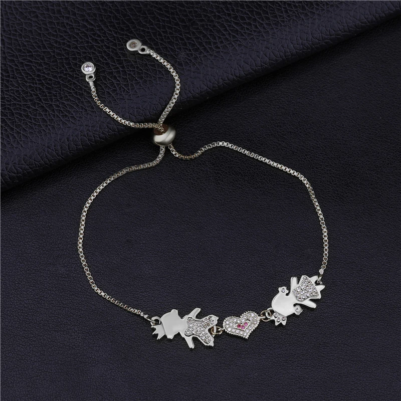 Juya Women Bracelet Supplies Adjustable Silver Color Boy Girl MaMa Charm Bracelet For Mom Daughter Friendship Jewelry Wholesale