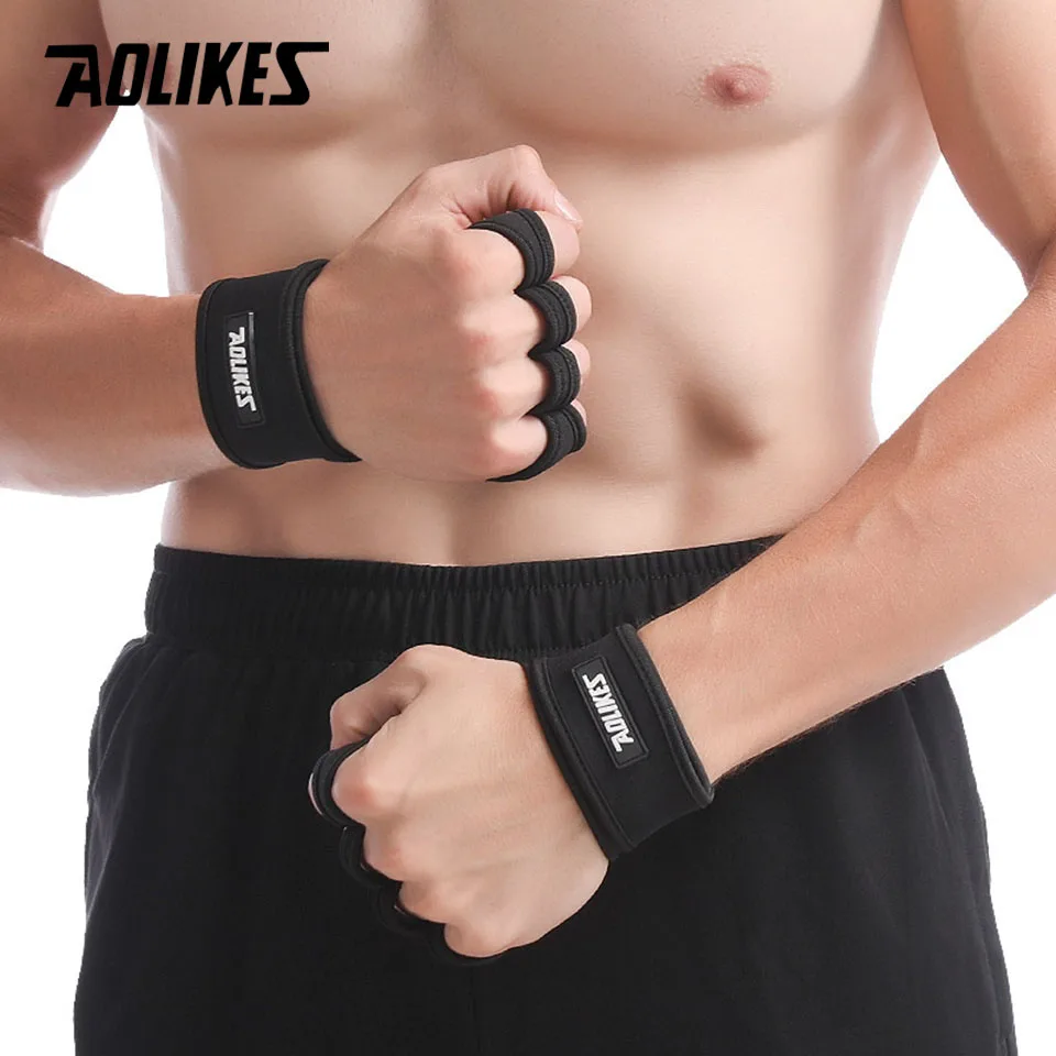 AOLIKES Weight Lifting Gloves Training Gym Grips Fitness Glove Women Men Crossfit Bodybuilding Wristbands Hand Palm Protector