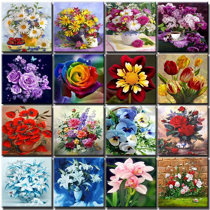 Flowers Vase Picture Oil Painting By Numbers Art Coloring By Numbers Adult Acrylic Paint HandPaint Kit On Canvas Home Decoration