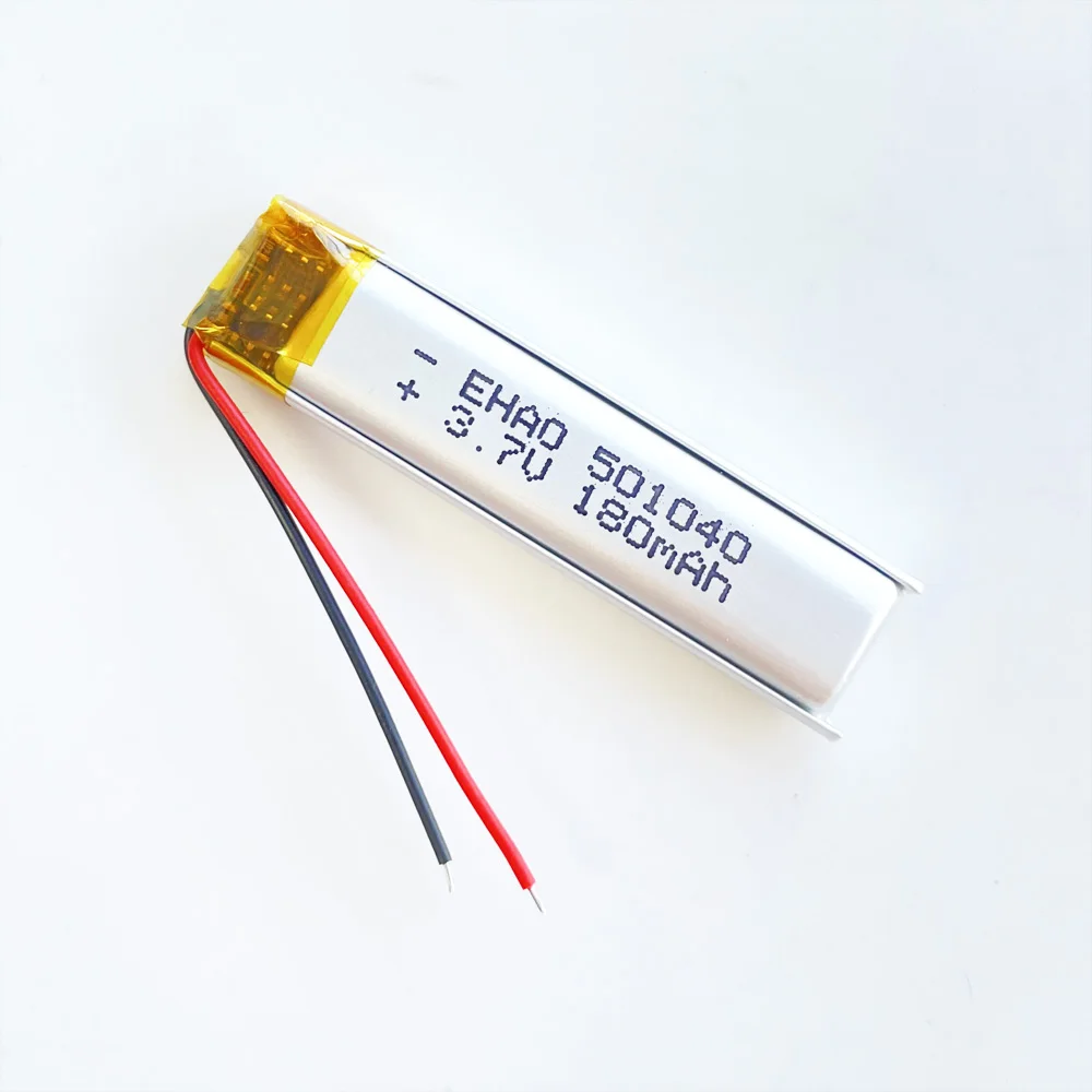 EHAO 501040 3.7V 180mAh Lithium Polymer LiPo Rechargeable Battery For GPS Headphone Recorder DVD Bluetooth Headset Massager