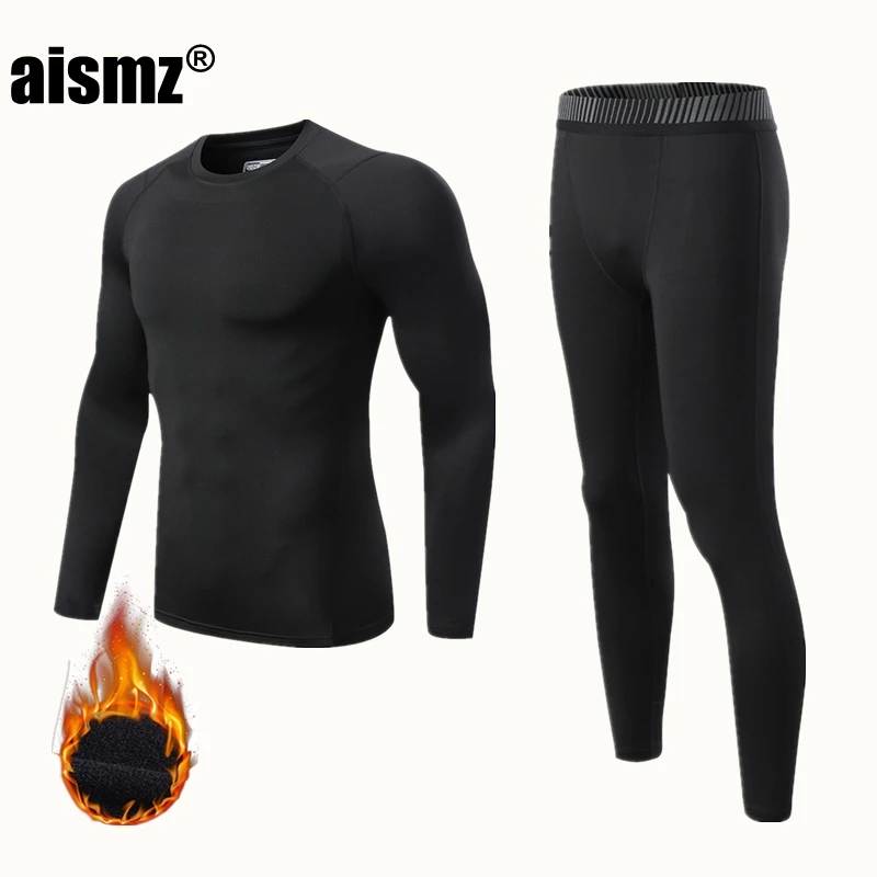 

Aismz Winter Thermal Underwear Boy & Men Warm First Layer Man Sport Rashgard Fleece Compression Second Skin Long Johns