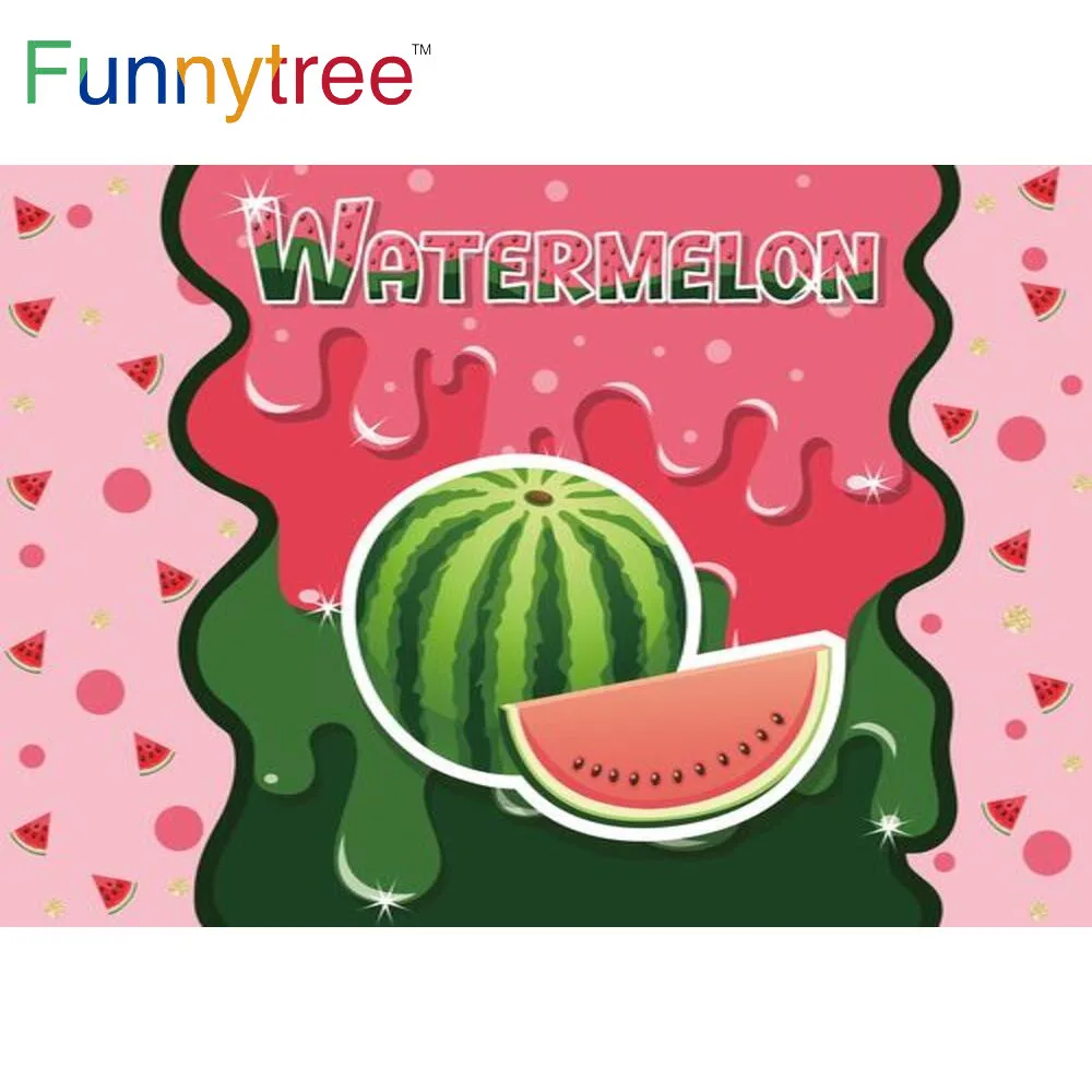 Funnytree Summer Watermelon Party Banners Baby Shower Girl Birthday Backdrop Wallpapers Custom Text Background For Photography