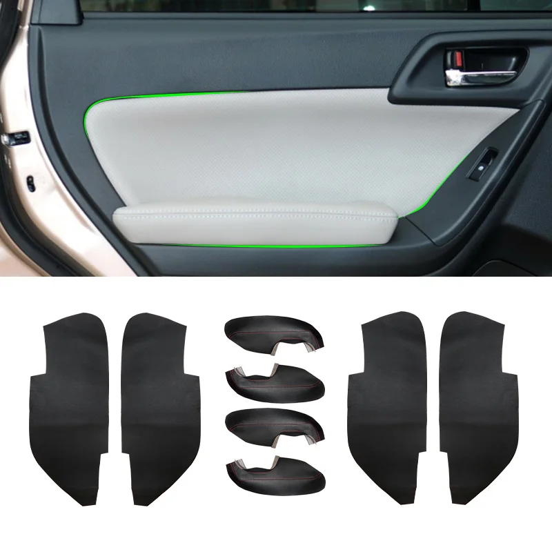 Soft Leather Door Armrest Cover For Subaru Forester 2013 2014 2015 2016 2017 2018 Car 4pcs Door Armrest Panel Cover Skin Trim