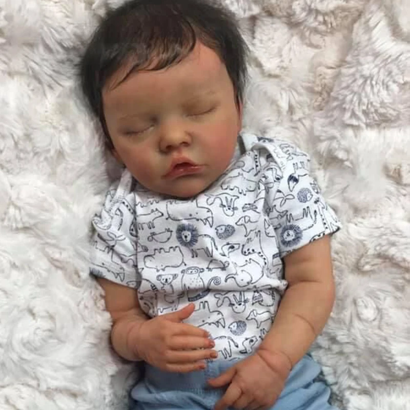 

48CM Stuffed Body Silicone Vinyl Bebe Reborn Black Doll Twin B Newborn Lifelike African American Baby Doll