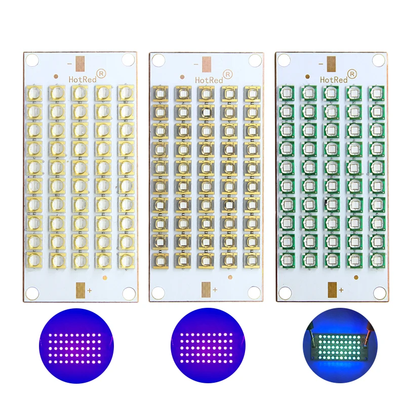 High Power UV fioletowy LED chipy 50W 100W 150W 300W lampa utwardzająca moduł 365nm 370nm 395nm 405nm dla 3D drukarka etykiet klej DIY światło