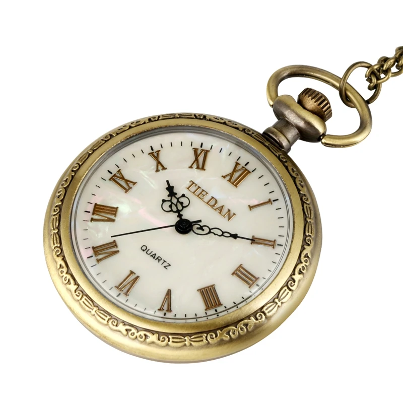 Reloj de cuarzo con carcasa Normal y números romanos para hombre y mujer, cronógrafo de bolsillo con cadena colgante, caja de aleación bonita y