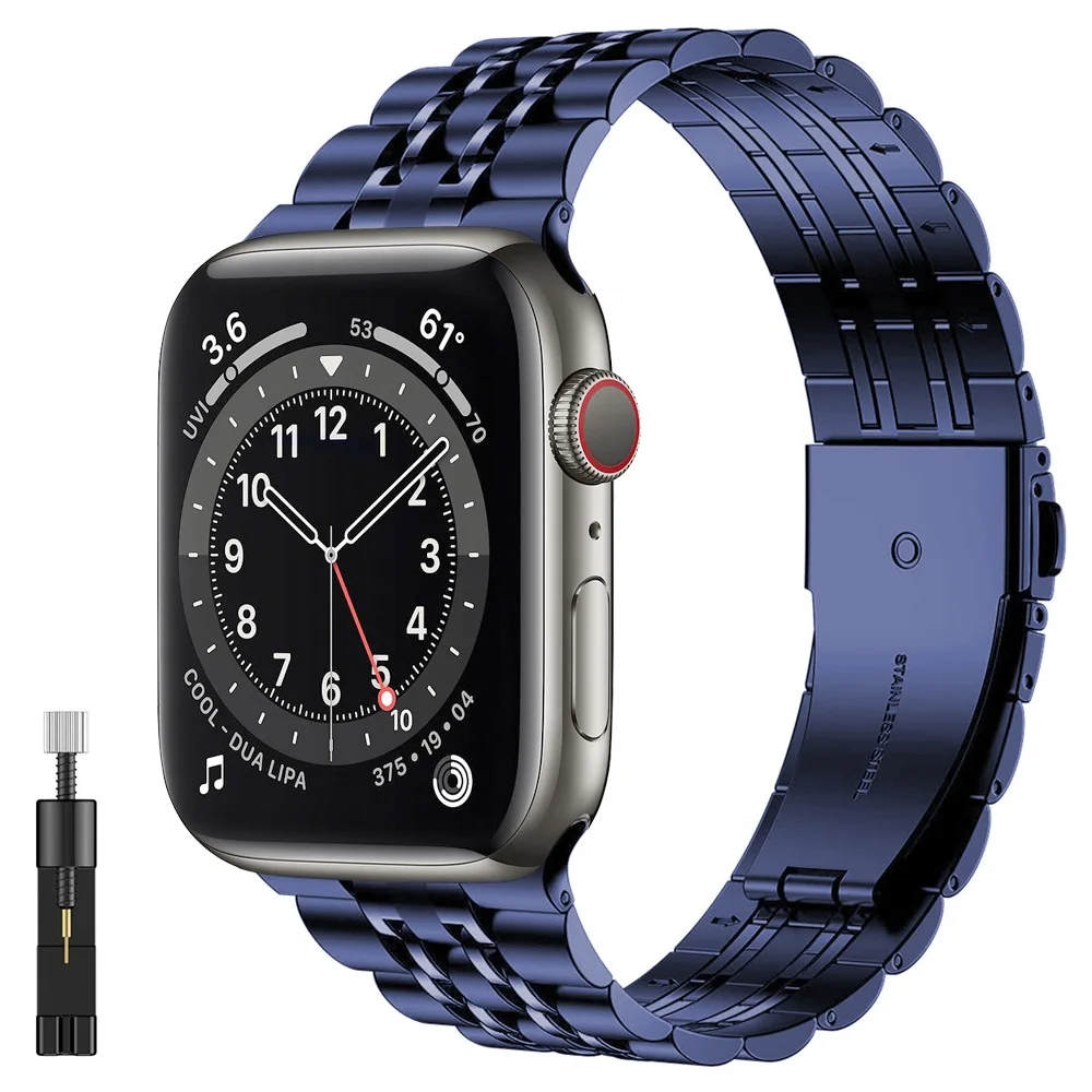 

Correa for iwatch 6 se bands 44mm 40mm for apple watch band series 5 4 3 42 38mm strap Upgraded Version Stainless Steel Bracelet