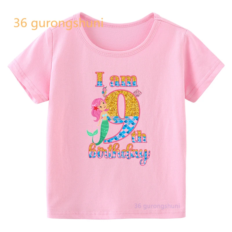 Kids T Shirt For girl Princess 5 6 7 9 10 th old Birthday T Shirts children T-shirts clothing Tops For Girls Clothes cute Kawaii