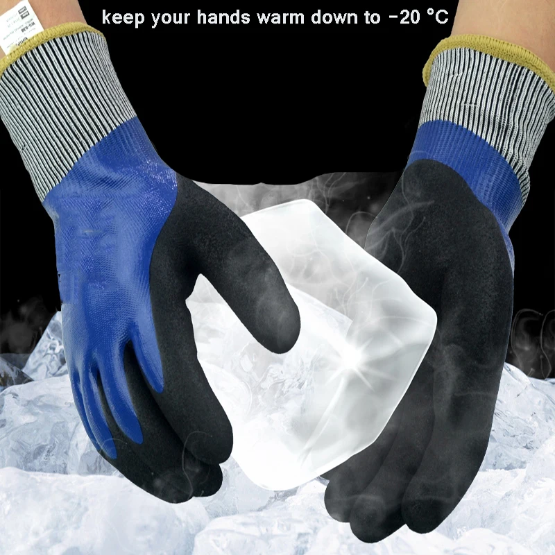 Work Glove -30'C Freeze Flex Waterproof Oil Resistant Safety Food Insulated Thermal Warm Winter Garden Fishing Labor Water Proof