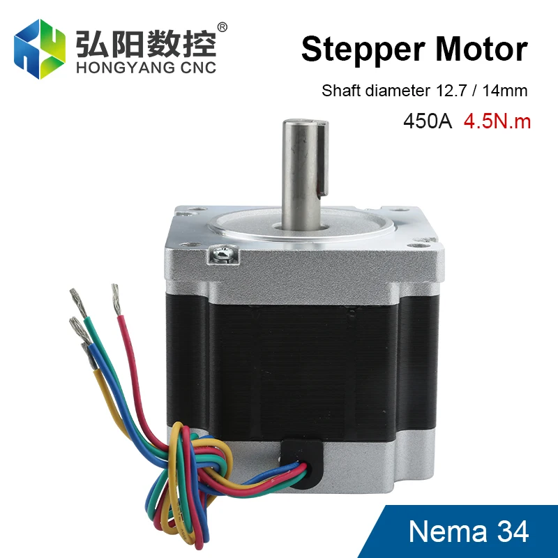 Nema 34 Stepper Motor 4a 4.5n. m Diâmetro do Eixo 12.7 14 mm Fio de Ligação para Cnc Gravura e Fresadora Impressora 3d