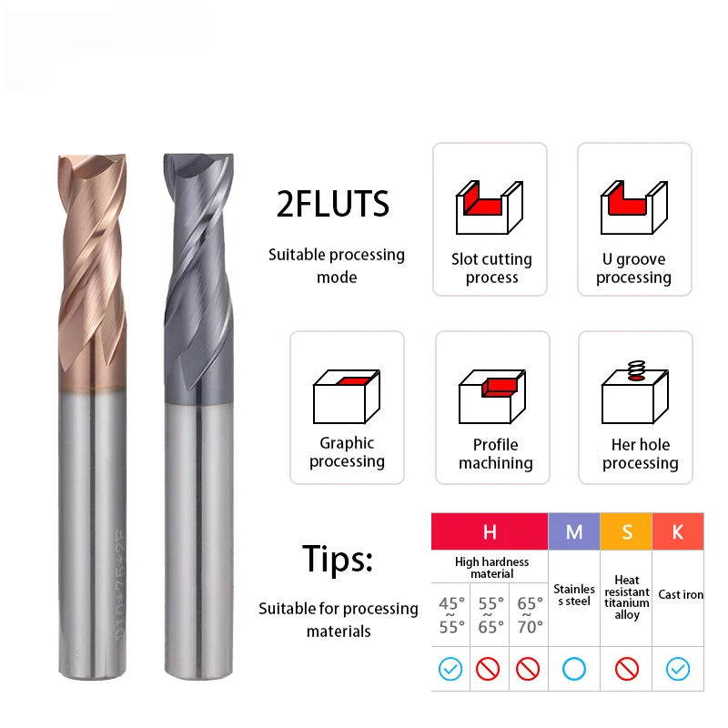 Q.Grt fresa in metallo duro HRC50 55 65 fresa in metallo duro 2 3 4 flauto rivestimento acciaio al tungsteno taglio fresa set frese