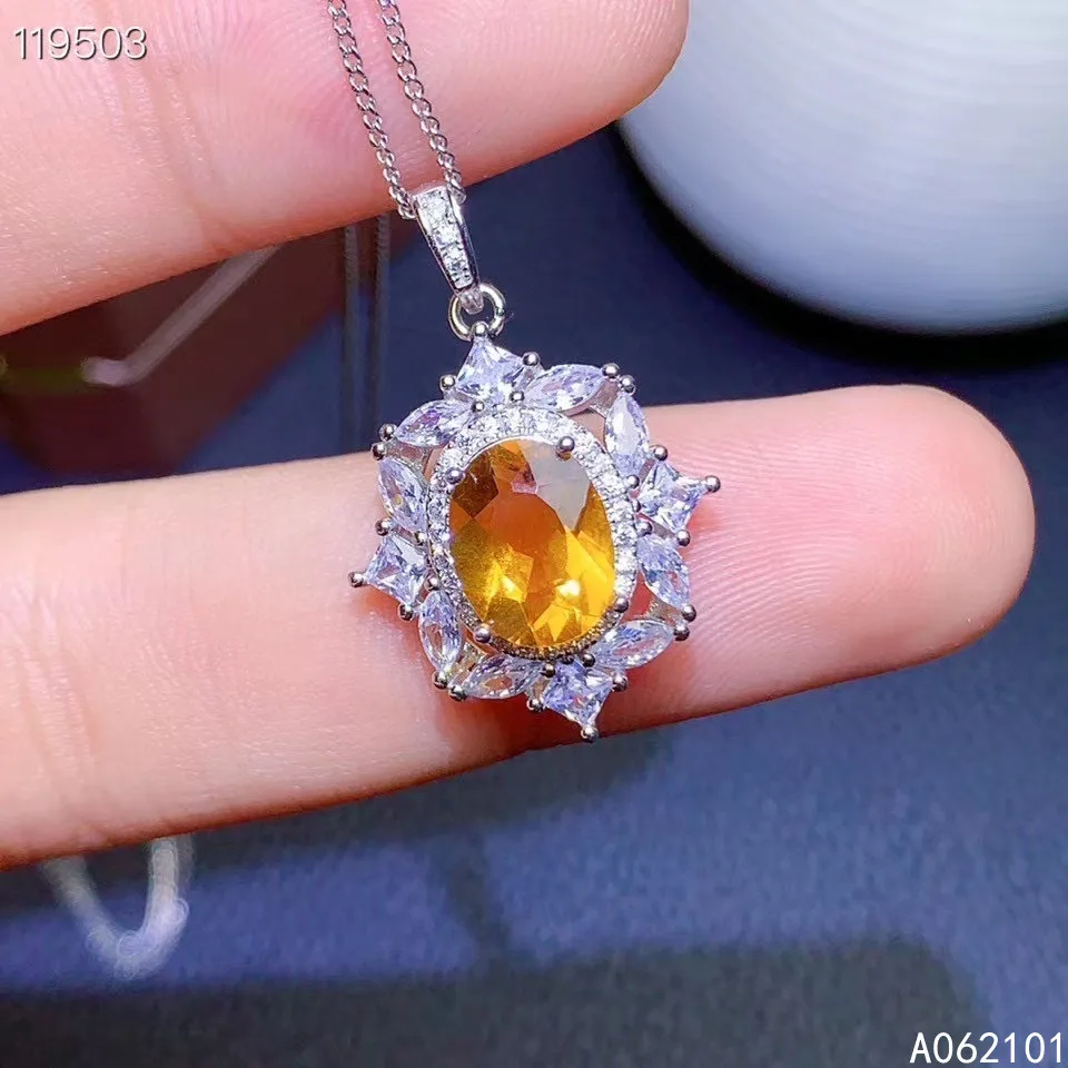 

KJJEAXCMY fine Jewelry 925 Sterling Silver Citrine Girl new luxury Pendant Necklace Chinese style hot selling