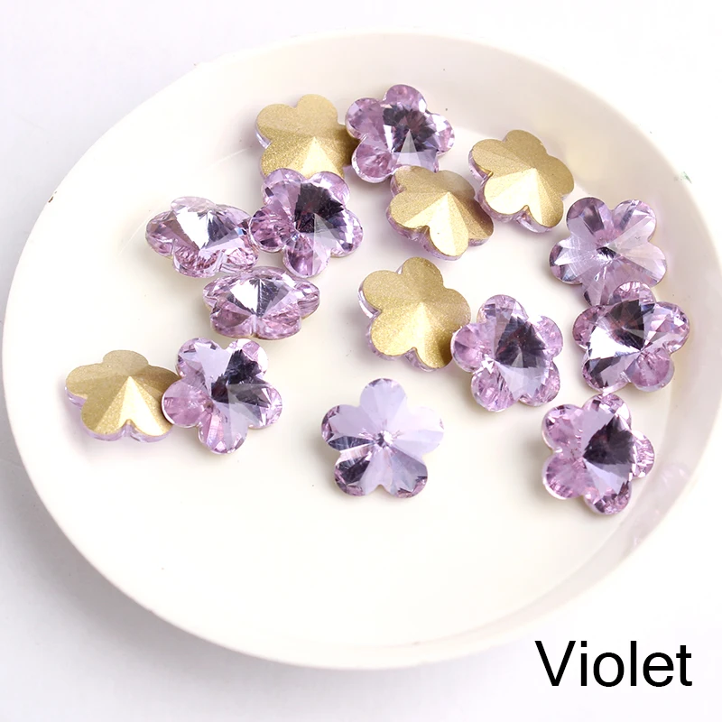 10mm Mix Color Flowers Nail Rhinestones Crystal Shiny 3D Strass Gem Stone Manicure Nail Art Decoration Charms Jewelry