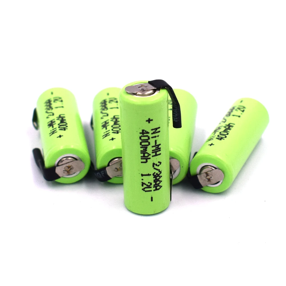 1.2V 2/3AAA Rechargeable Battery 400mAh Nimh Cell with Soldering Pins Ni-MH Cell For Led Flash Light Solar Light