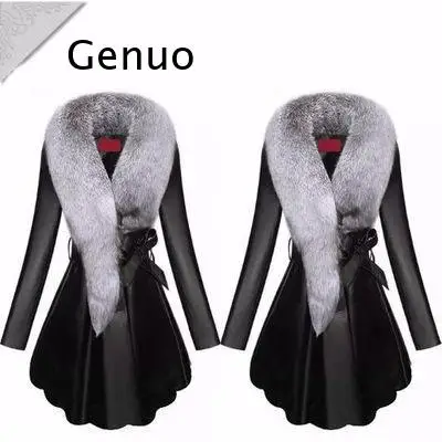 

Faux Fur Coat Women Winter Female Sheepskin Coats Pure Color Faux Fox Fur Collars Snap Fastener Furs